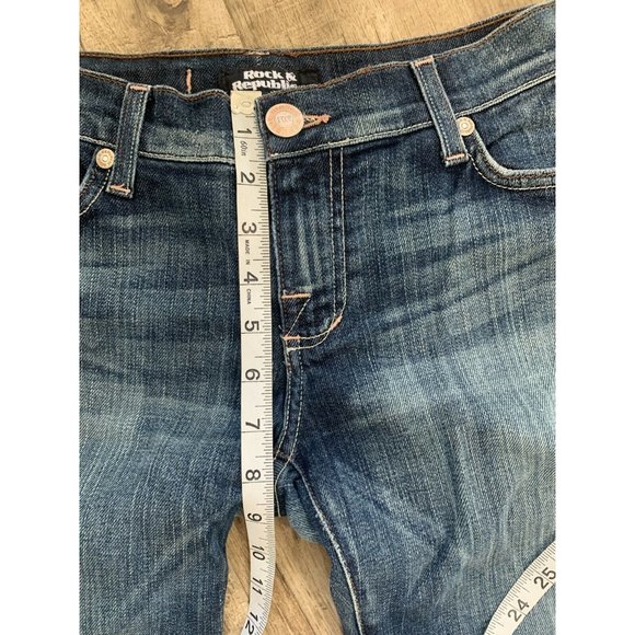 Rock & Republic Roth Rthva Jeans Low Flare Blue Size 28 Cut 000291 - Picture 4 of 12